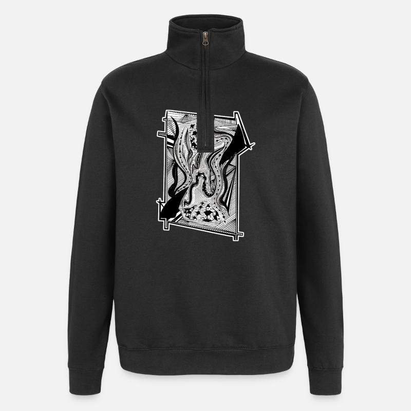 Schwarz-Weiß abstraktes Design Nr. 8 - Quarter-Zip-Sweatshirt - Schwarz