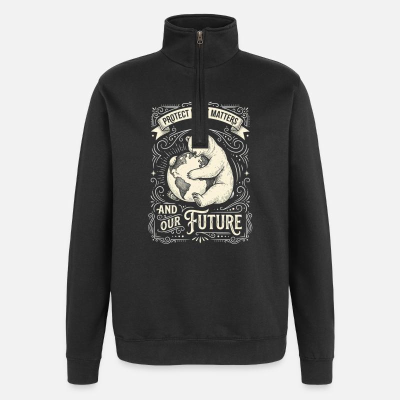 Panda Protection Future Ornament - Quarter-Zip Sweatshirt - black