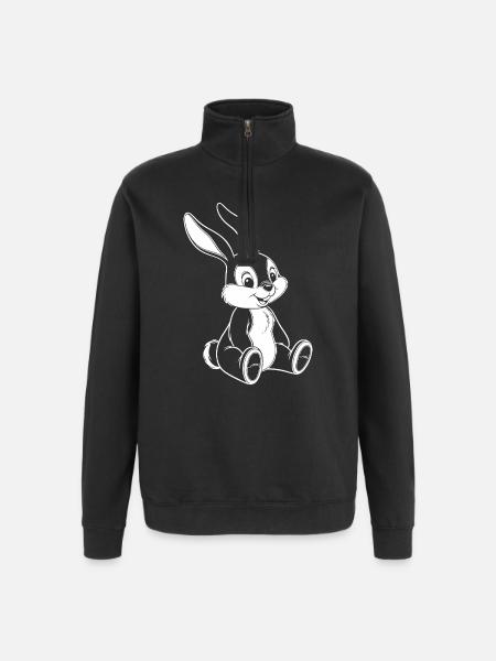 Lustiger Hase Süße Bunny Illustration - Quarter-Zip-Sweatshirt - Schwarz