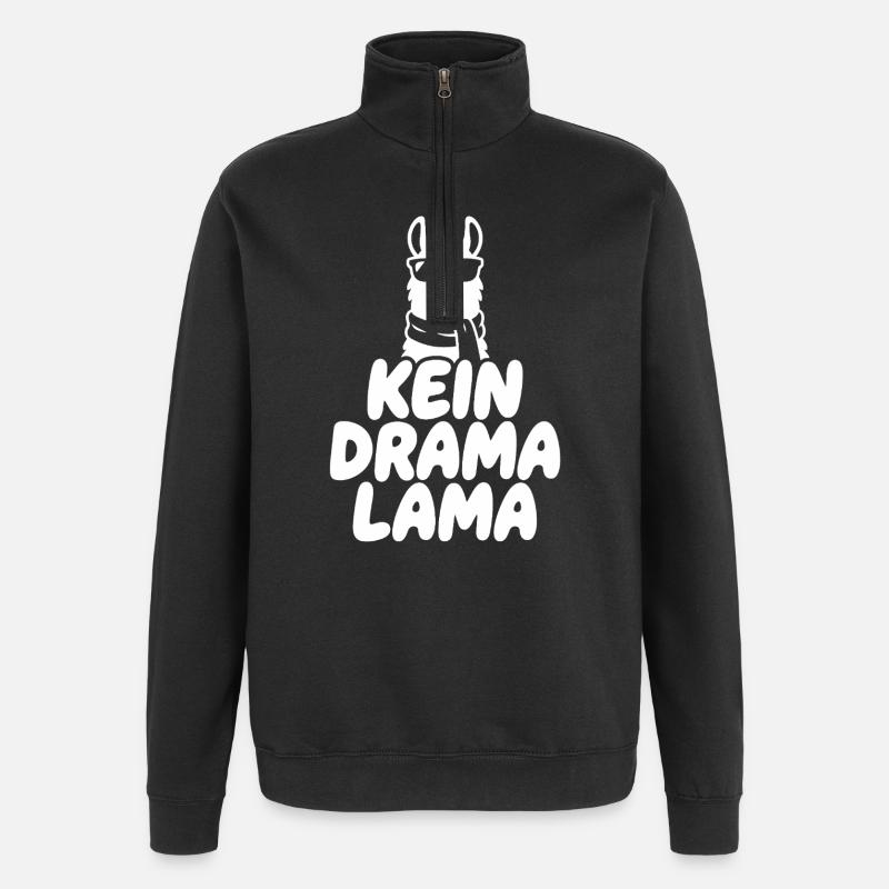 Kein Drama Lama - Quarter-Zip-Sweatshirt - Schwarz