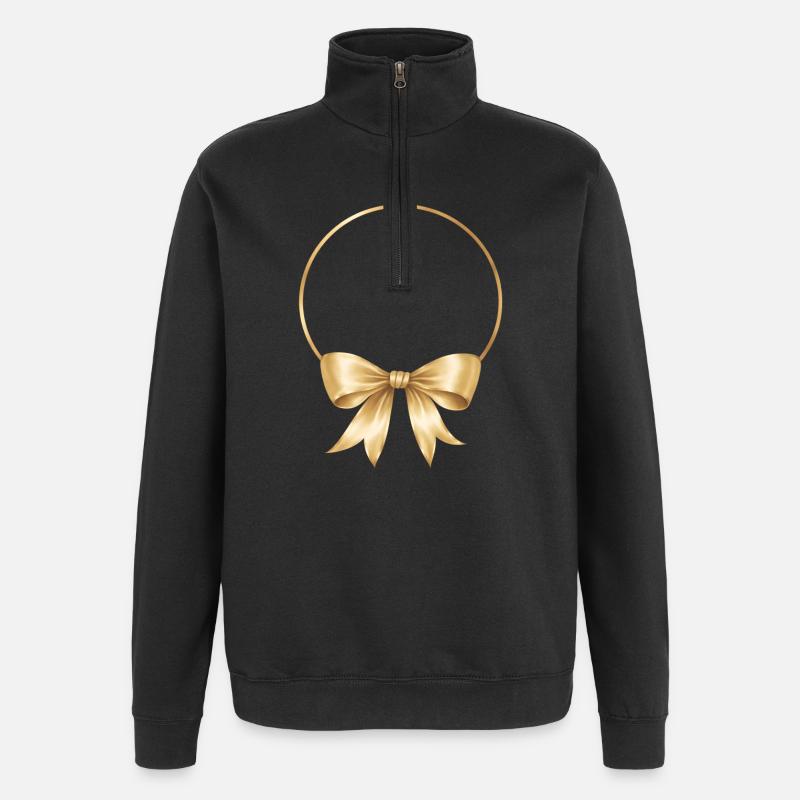 Circle bow personalizable - Quarter-Zip Sweatshirt - black