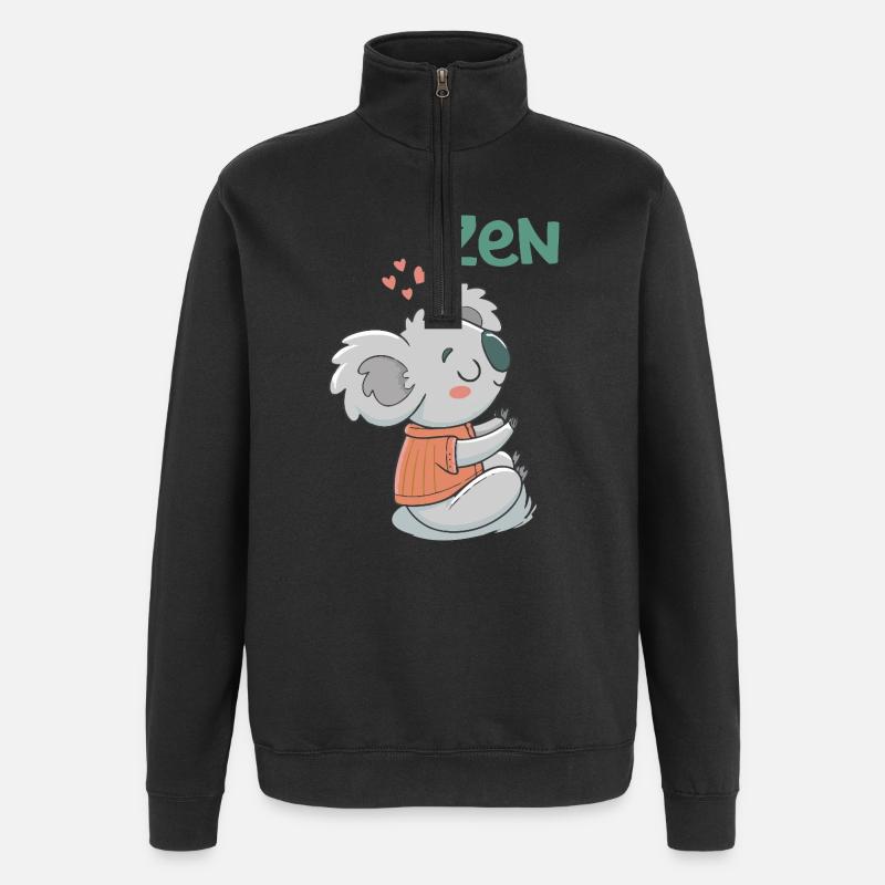 Koala Zen en Pullover Orange - Sweat à zip 1/4 - noir