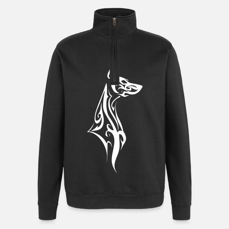 Tribal Doberman Black White - Quarter-Zip Sweatshirt - black