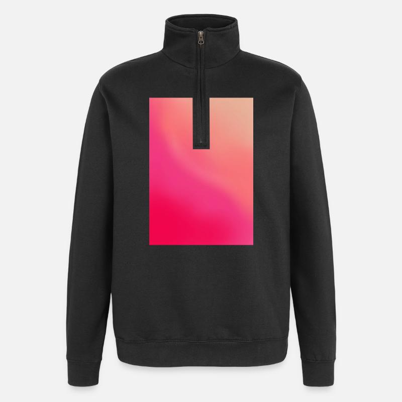 Gradient - Wellen rosa rot personalisierbar - Quarter-Zip-Sweatshirt - Schwarz