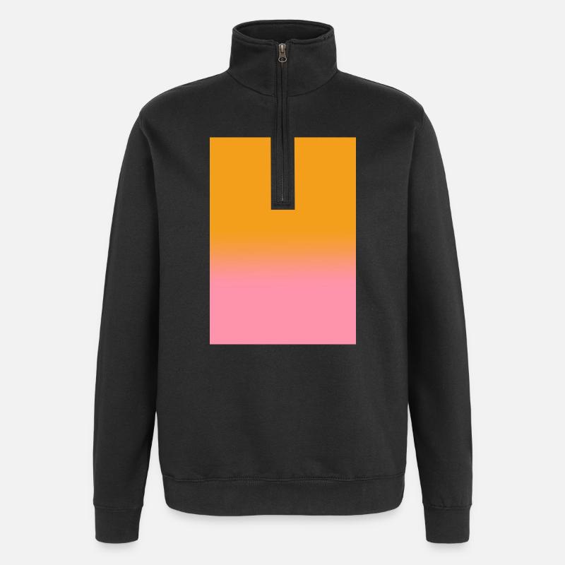 Gradient - orange rosa personalisierbar - Quarter-Zip-Sweatshirt - Schwarz