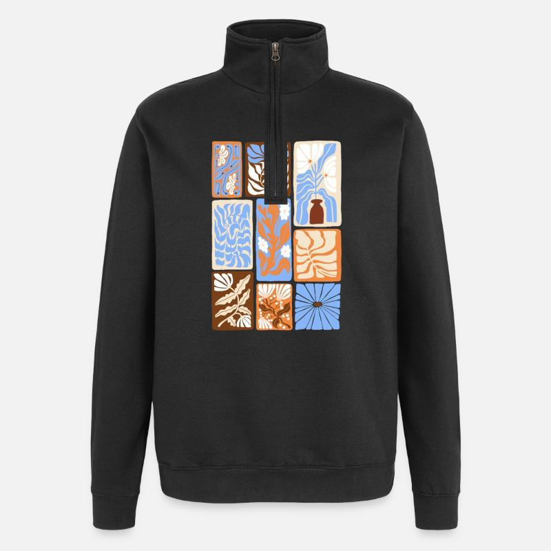 Abstract Botanical Patterns - Quarter-Zip Sweatshirt - black