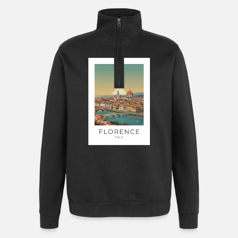 Dusk over Florence Cathedral - Quarter-Zip Sweatshirt - black