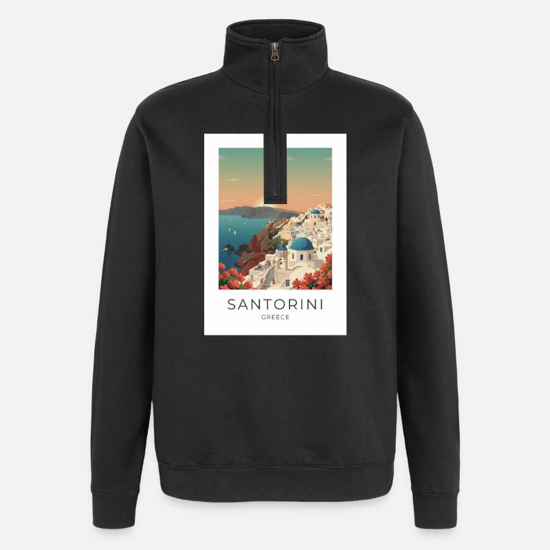 Sunset Santorini Vista - Quarter-Zip Sweatshirt - black