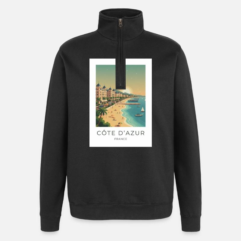 Côte d’Azur Riviera Sommerstrand - Quarter-Zip-Sweatshirt - Schwarz