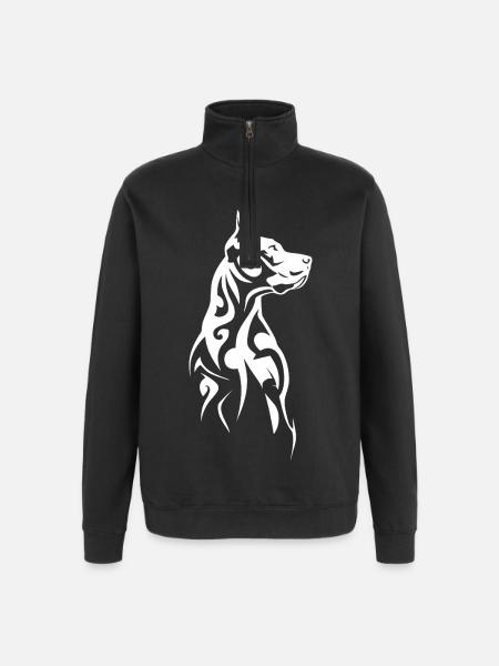 Tribal Dog Head - Quarter-Zip Sweatshirt - black