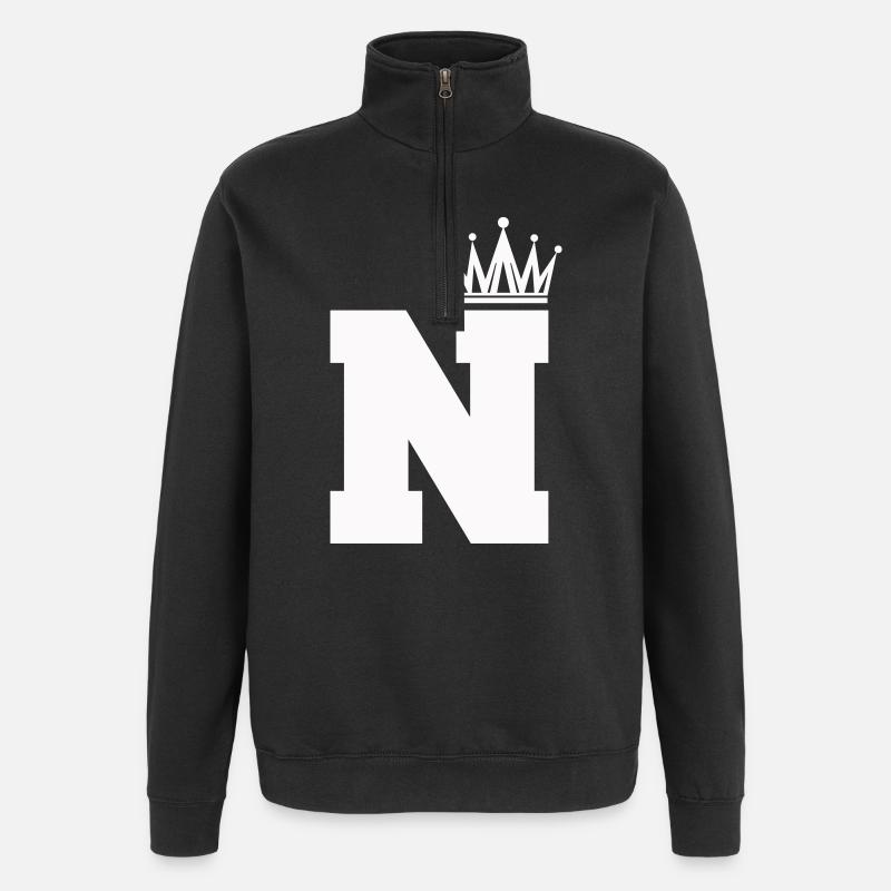 buchstabe_N_Krone - Quarter-Zip Sweatshirt - black
