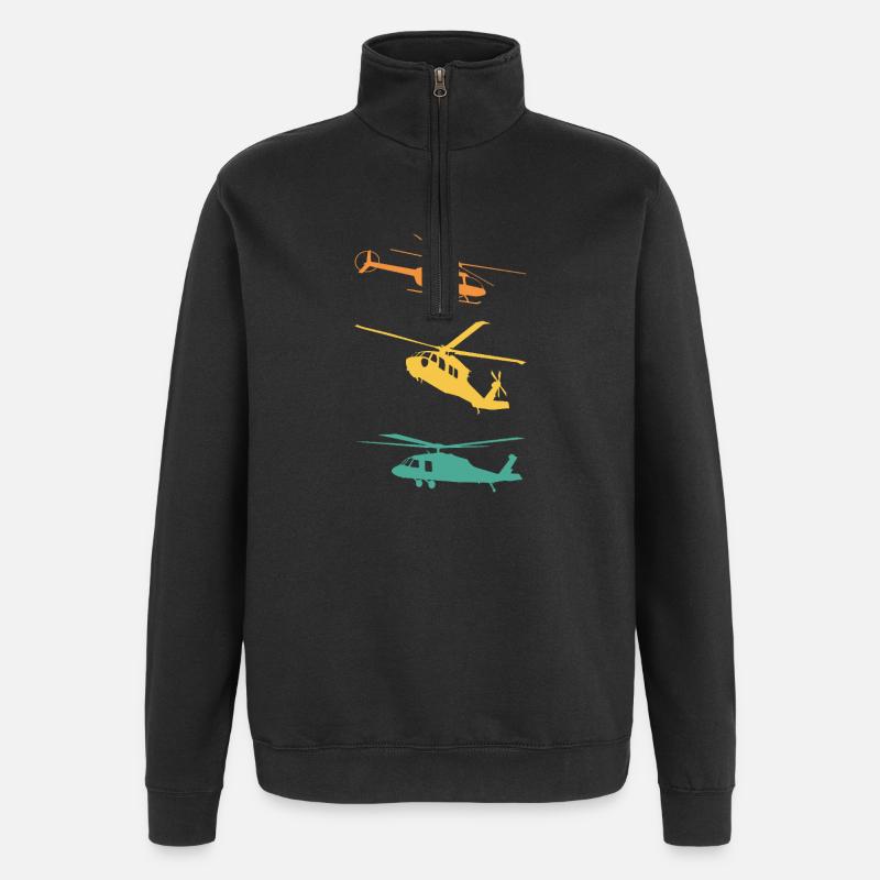 Hubschrauber Retro Pilot - Quarter-Zip-Sweatshirt - Schwarz