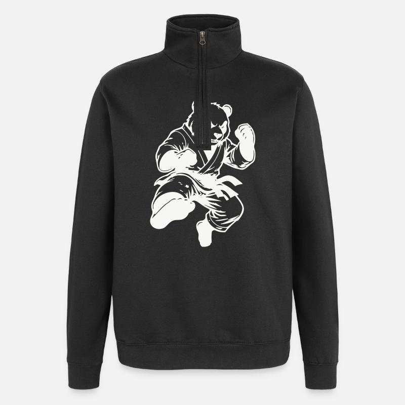 panda_kung_fu- - Quarter-Zip-Sweatshirt - Schwarz