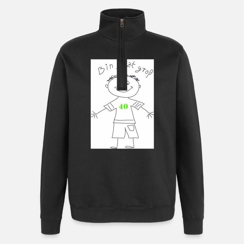 Bin jetzt groß! - Quarter-Zip-Sweatshirt - Schwarz