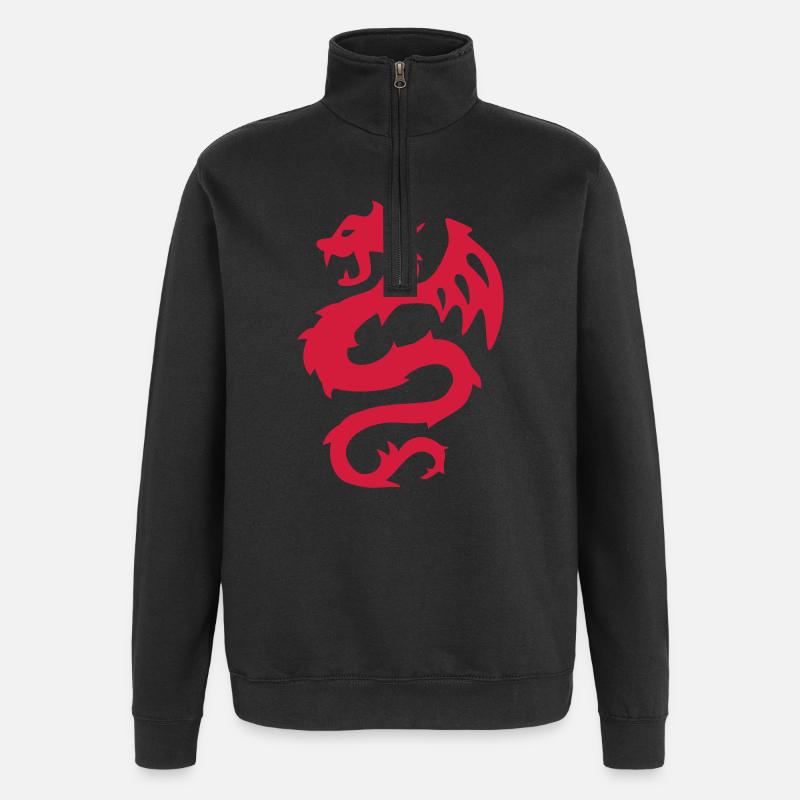 Feuerdrache Silhouette Print - Quarter-Zip-Sweatshirt - Schwarz