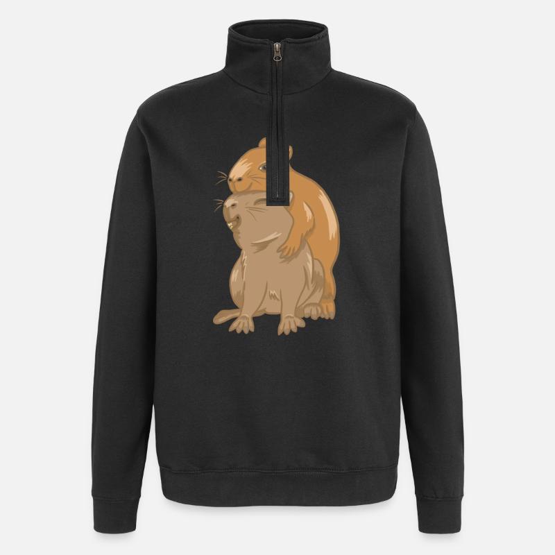 Umarmung von Capybara-Babys - Quarter-Zip-Sweatshirt - Schwarz