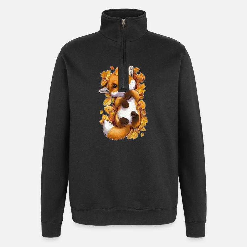 Cute baby fox - Sweat à zip 1/4 - noir