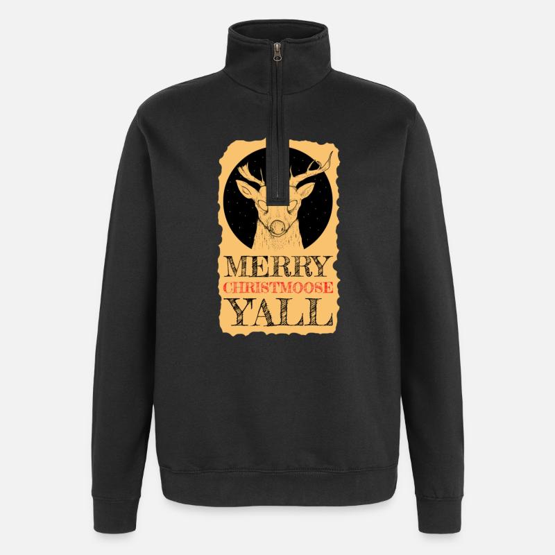 Moosemas Deer Night Design - Quarter-Zip Sweatshirt - black