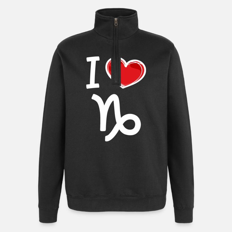 Horoskop Gezeiten Steinbock Herz Statement - Quarter-Zip-Sweatshirt - Schwarz