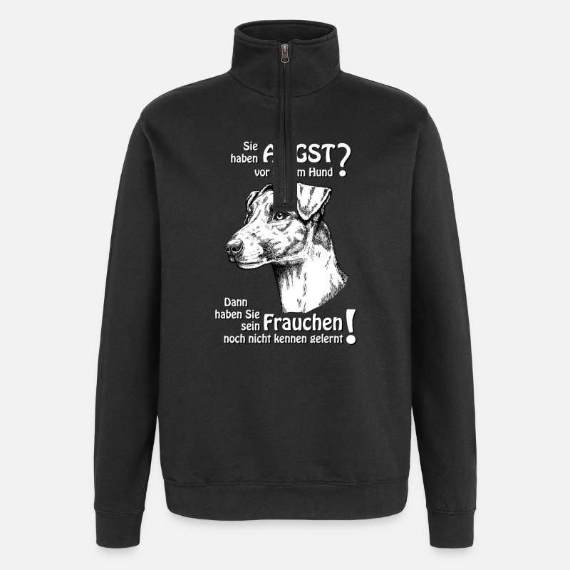 Angst vor Foxterrier? Frauchen - Quarter-Zip-Sweatshirt - Schwarz