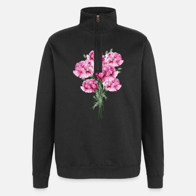 fascinant bouquet rose d’œillets - Sweat à zip 1/4 - noir