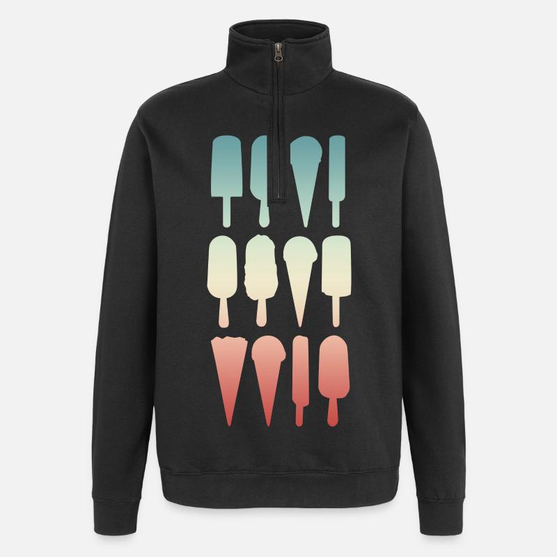 Eiswaffel und Wassereis - Quarter-Zip-Sweatshirt - Schwarz