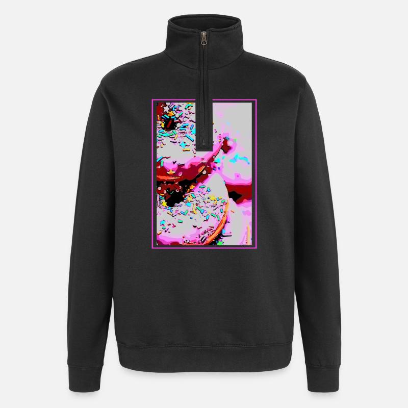 DONUTS - Sweat à zip 1/4 - noir