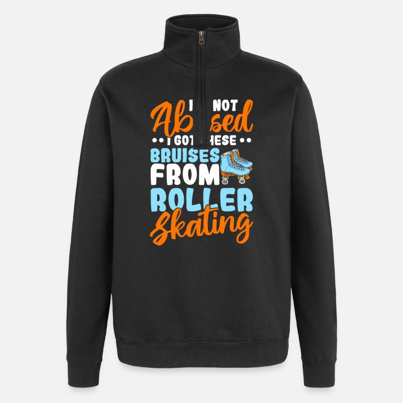 Rollschuh Design - Quarter-Zip-Sweatshirt - Schwarz