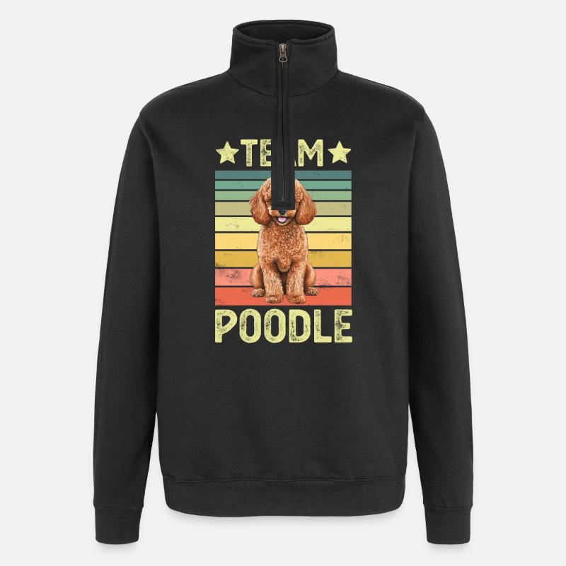 Hund Pudel - Quarter-Zip-Sweatshirt - Schwarz