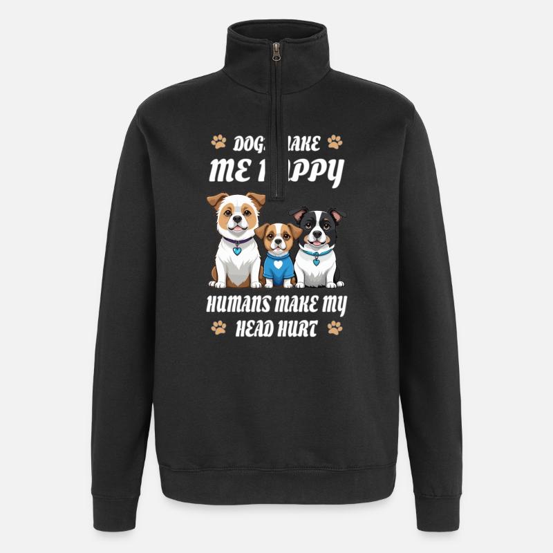 Les chiens me rendent heureuse... - Sweat à zip 1/4 - noir
