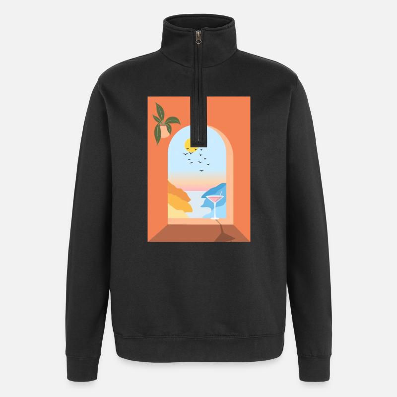 View from the window on holiday - Quarter-Zip Sweatshirt - black