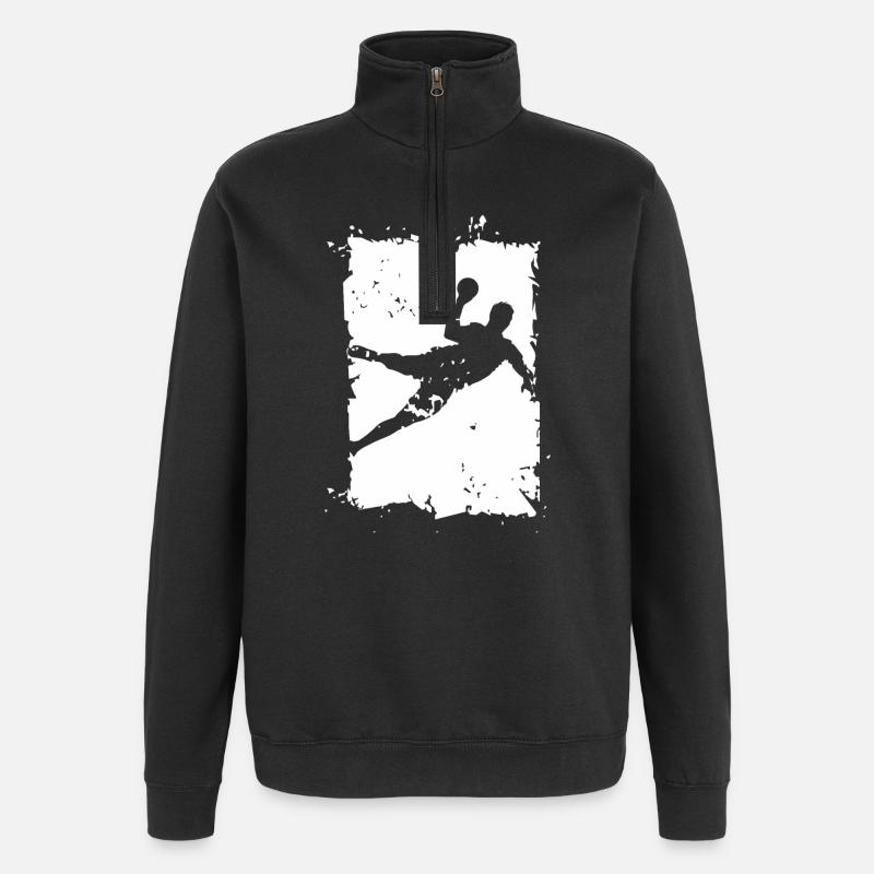 Handball Throw Explosion Destruction Illustration - Quarter-Zip Sweatshirt - black