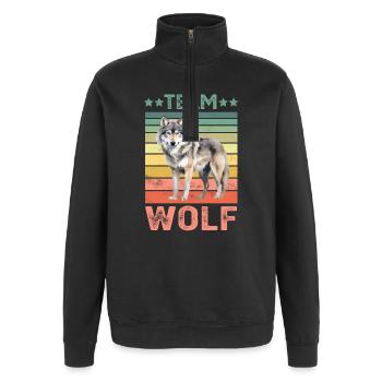 Wolf - Quarter-Zip Sweatshirt - black - Front - AI Model Female 172 light (172cm) & AI Model Male 178 dark (178cm)