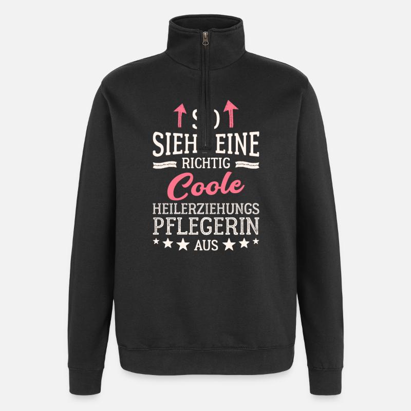 So sieht eine coole Heilerziehungspflegerin aus - Quarter-Zip-Sweatshirt - Schwarz