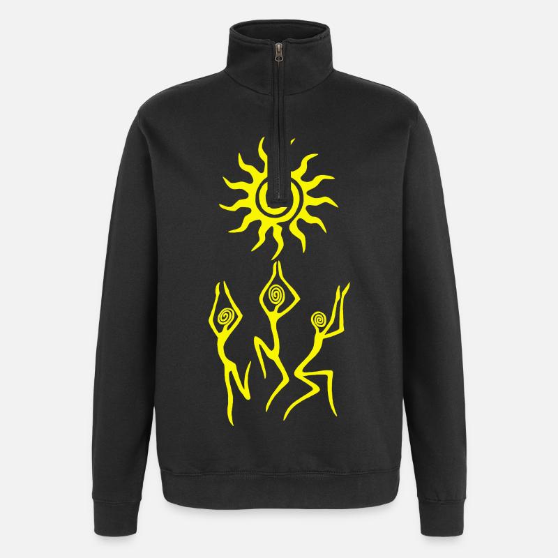 La danse du soleil jaune - Sweat à zip 1/4 - noir