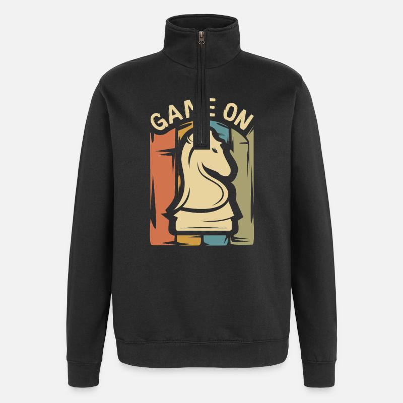 Game On Schach Design – Retro Springer - Quarter-Zip-Sweatshirt - Schwarz