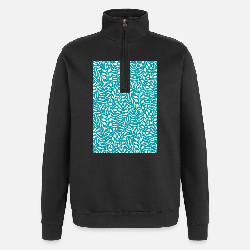 Design de feuille de palmier bleu - Sweat à zip 1/4 - noir