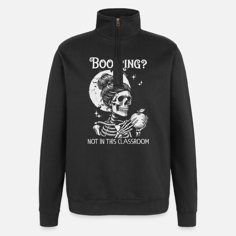 Funny Teacher Skeleton Halloween Classroom - Quarter-Zip Sweatshirt - black
