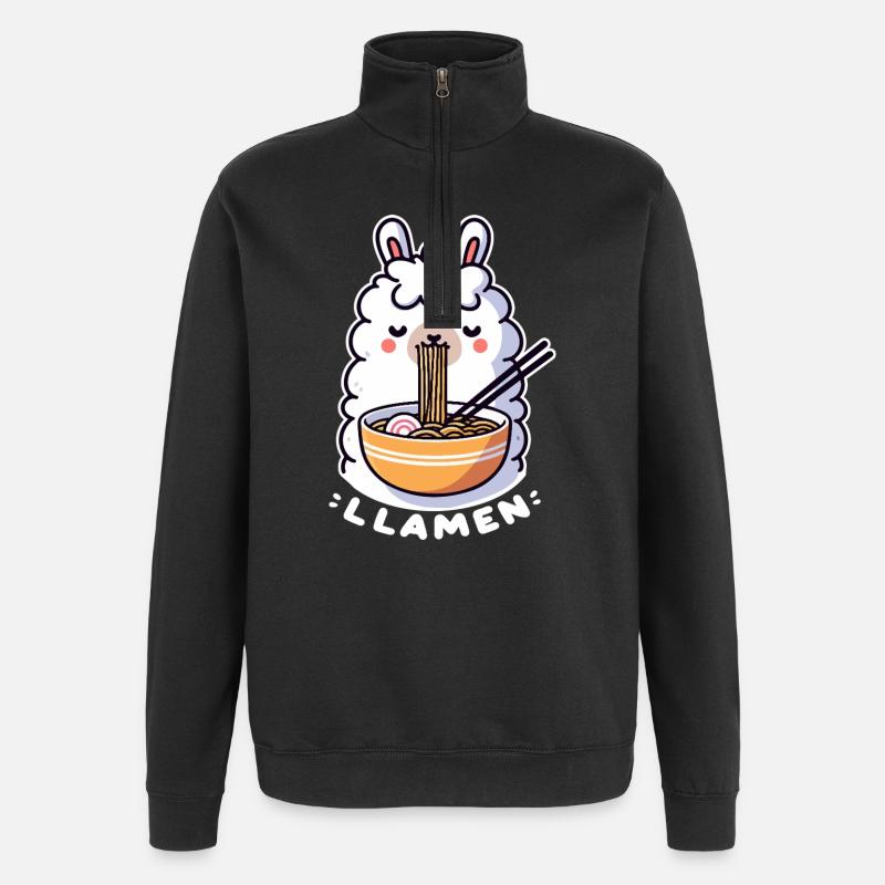 Llamen Ramen Lama - Sweat à zip 1/4 - noir