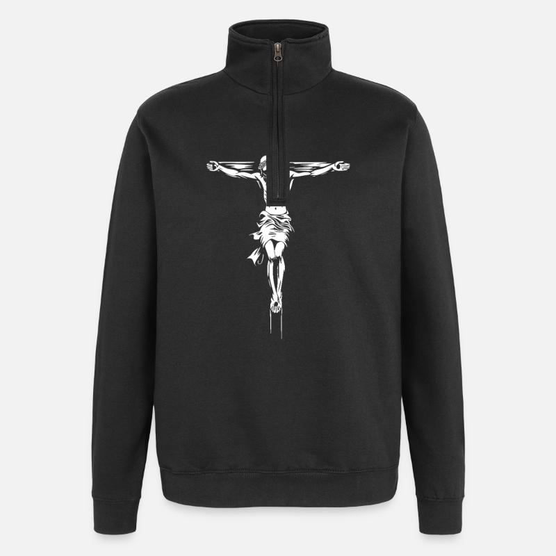 Jésus-Christ Croix Dieu chrétien - Sweat à zip 1/4 - noir