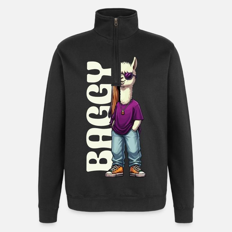 Baggy Alpaka - Quarter-Zip-Sweatshirt - Schwarz
