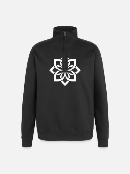 White Blossom Mandala Chogan - Quarter-Zip Sweatshirt - black