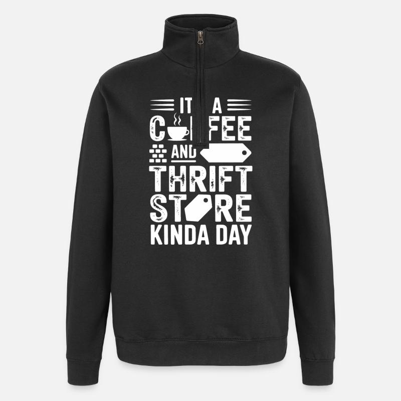 Coffee and Thrift Store Day - Quarter-Zip Sweatshirt - black