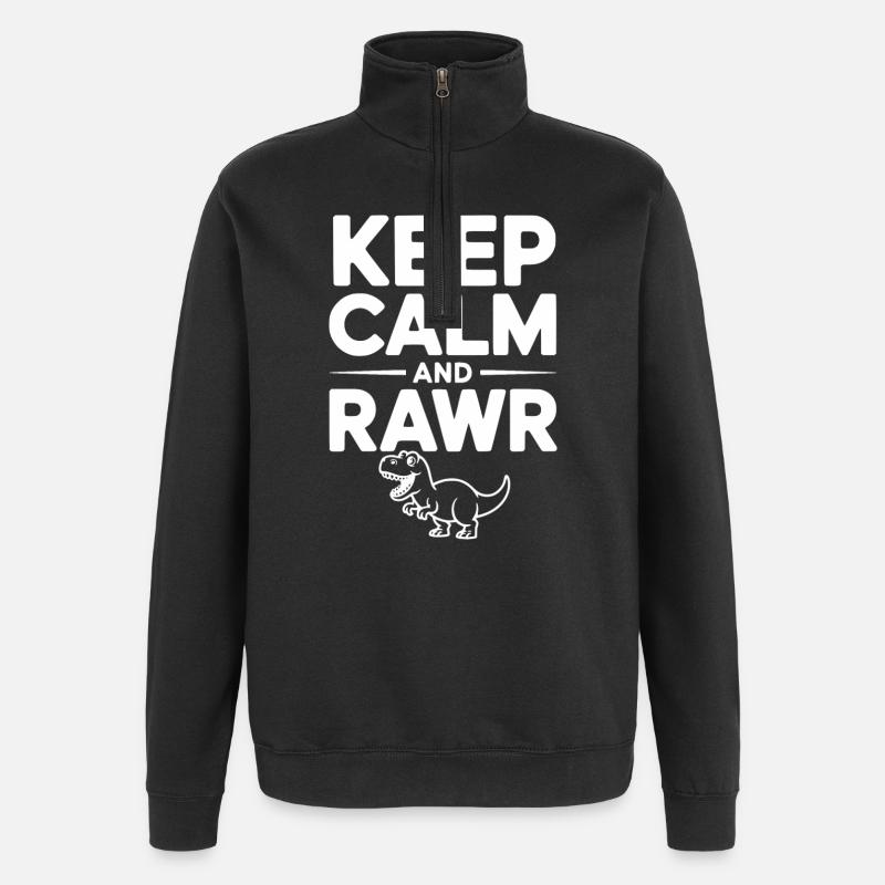 Keep Calm and Rawr - Quarter-Zip Sweatshirt - black