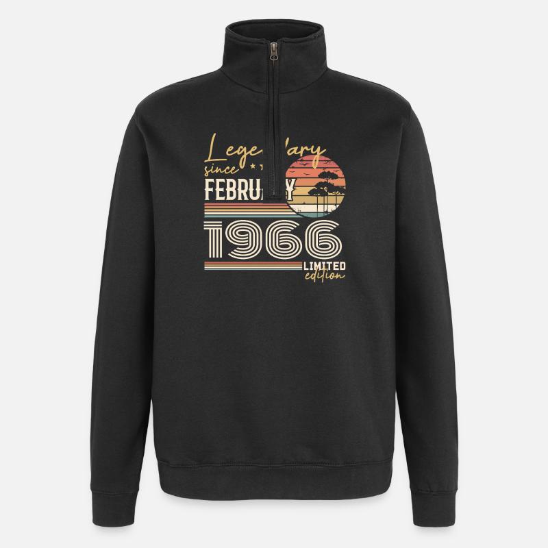 Février 1966 anniversaire 1966 légendes Février - Sweat à zip 1/4 - noir