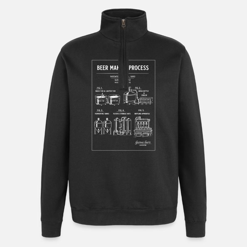Bierbrauplan-Diagramm - Quarter-Zip-Sweatshirt - Schwarz