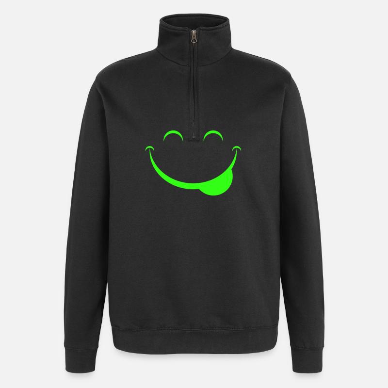 Drôle de visage - Sweat à zip 1/4 - noir
