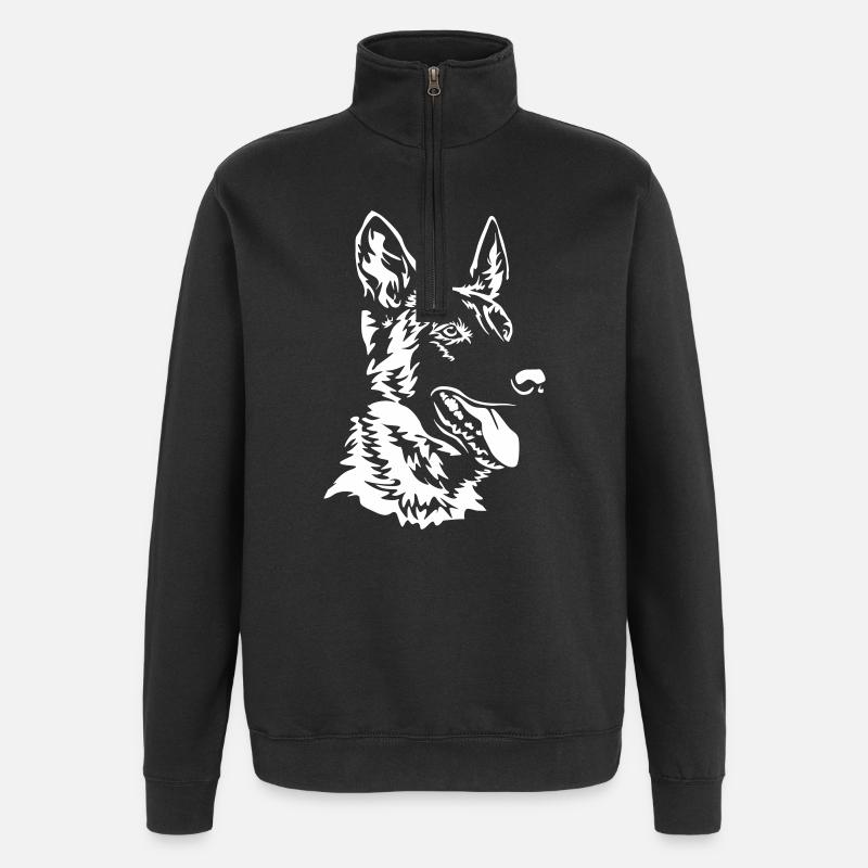 Hollandse Herder tête « Black Edition » - Sweat à zip 1/4 - noir