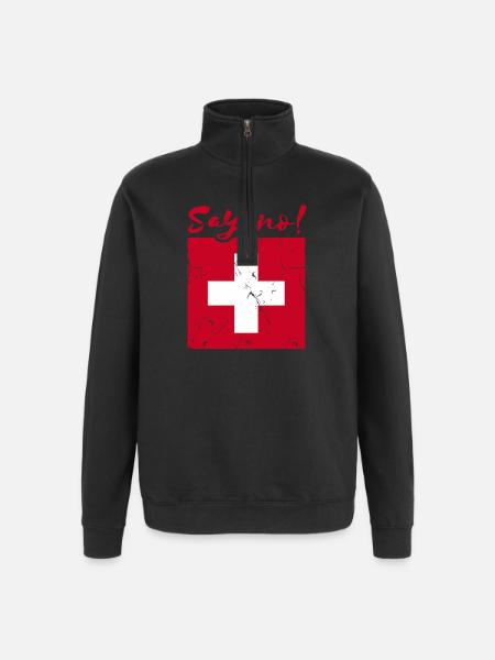 Dites non Suisse - Sweat à zip 1/4 - noir