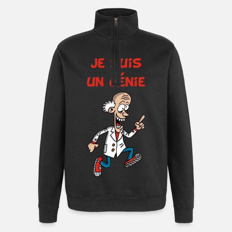 Je suis un génie - Sweat à zip 1/4 - noir